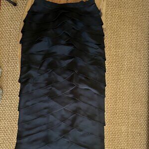 Floor-length tiered black column skirt Size 6